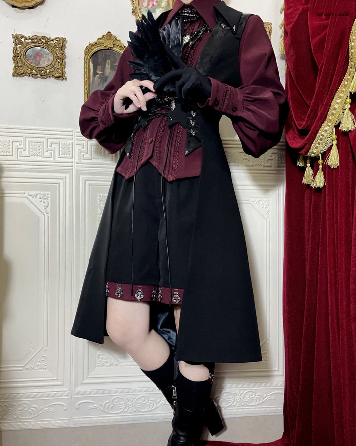 Black Ouji Lolita Straight-leg Shorts