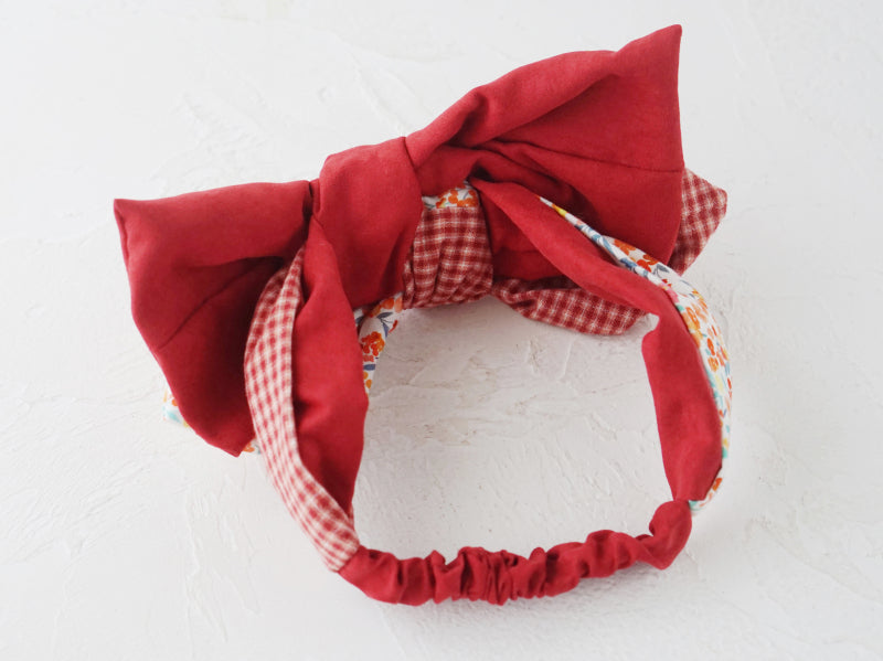 Checkered Floral Large Bow Headband