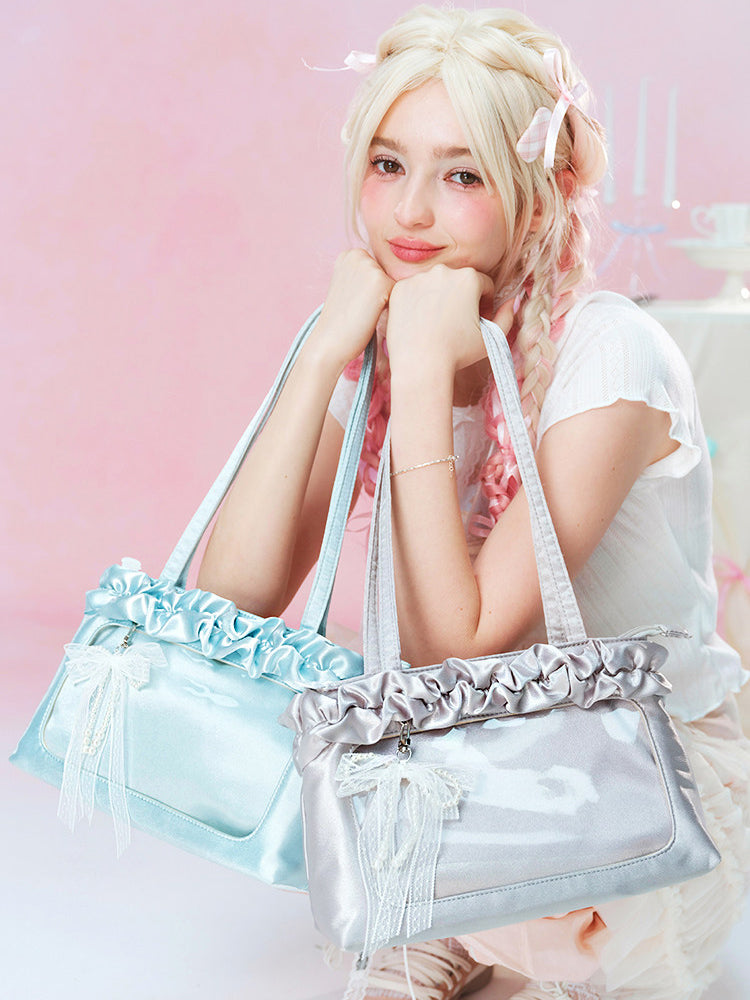 Satin Ruffle Balletcore Ita Underarm Bag