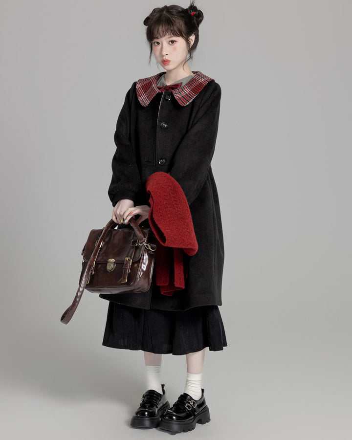 Chic Black / Gray College-style Coat for Fall and Winter