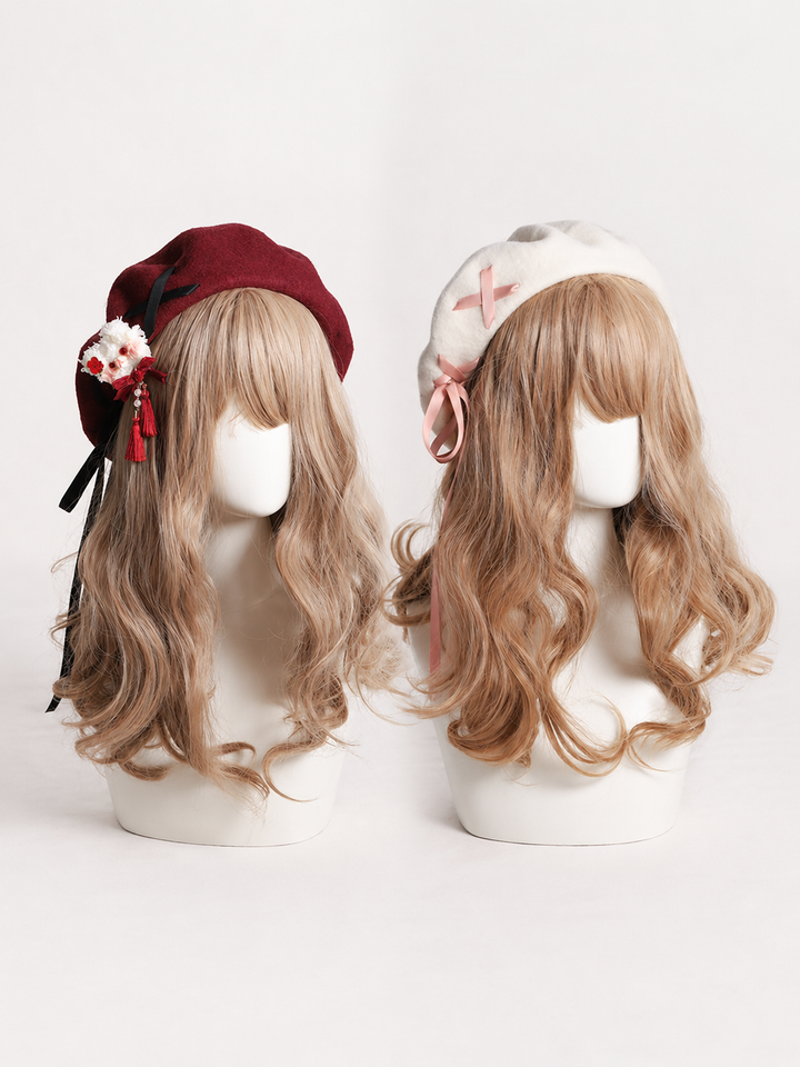 Sweet Retro Bear Ribbon Beret Hat