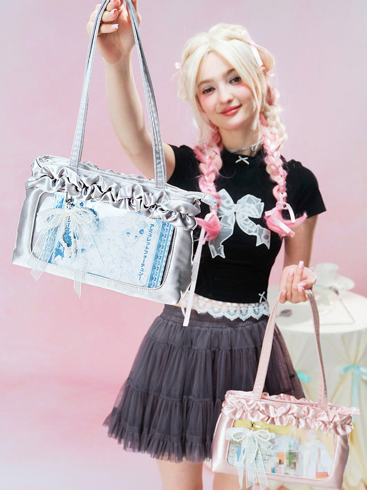 Satin Ruffle Balletcore Ita Underarm Bag