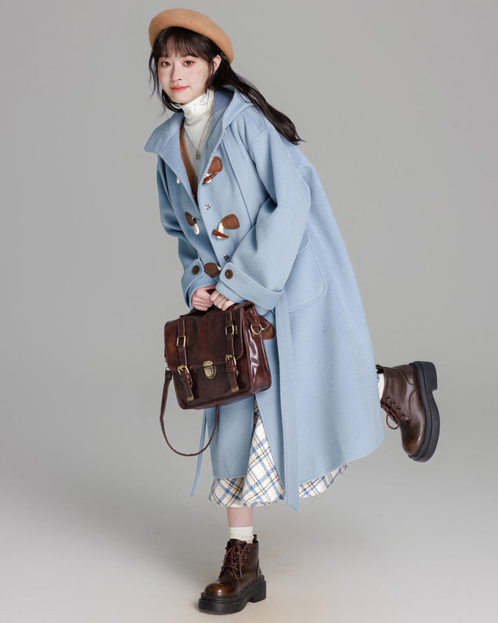 Blue College-style Toggle Coat