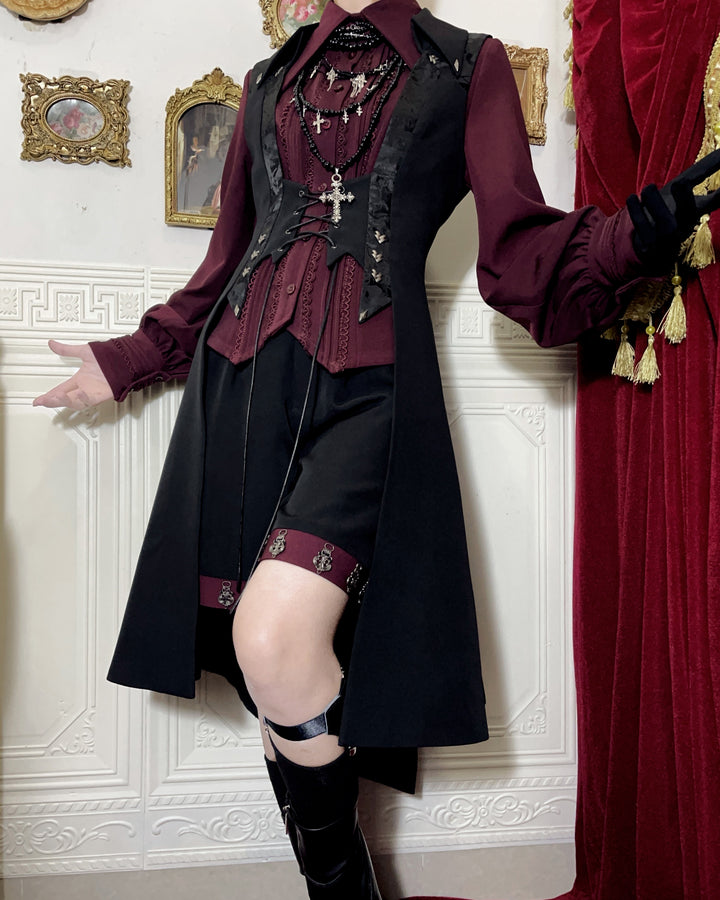 Black Ouji Lolita Straight-leg Shorts