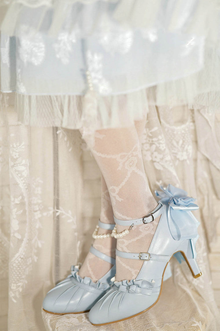 Apricot/White/Pink/Blue Mermaid Princess Bow Lolita High Heels