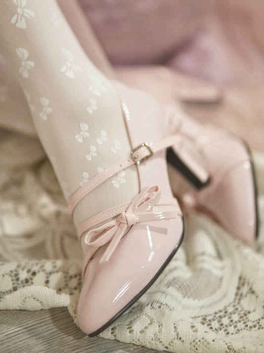 Pink Pointed-Toe Bow High Heel Shoes