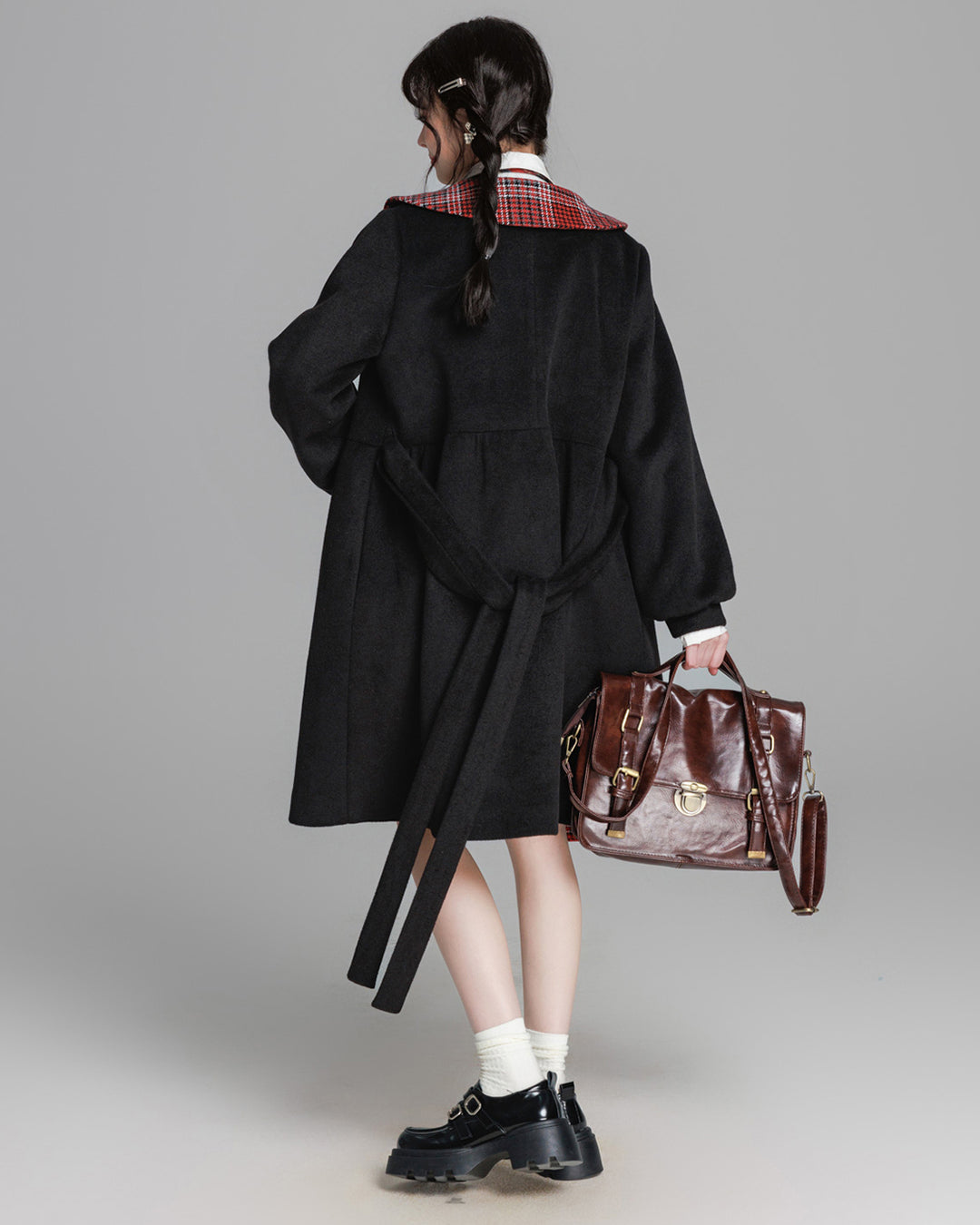 Chic Black / Gray College-style Coat for Fall and Winter