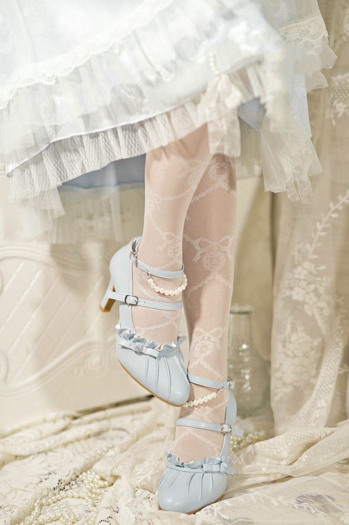 Apricot/White/Pink/Blue Mermaid Princess Bow Lolita High Heels