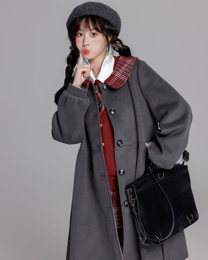 Chic Black / Gray College-style Coat for Fall and Winter