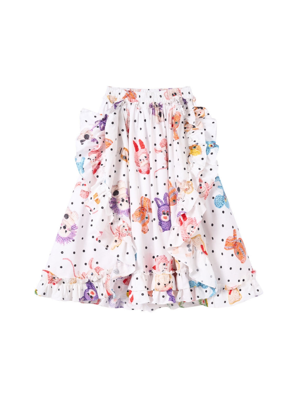 Cute Polka Dot Animal Ruffle Skirt