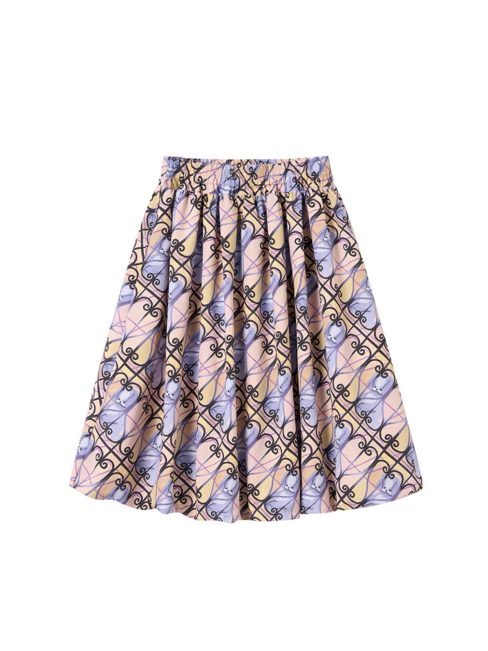 Pastel Animal Print Flare Skirt