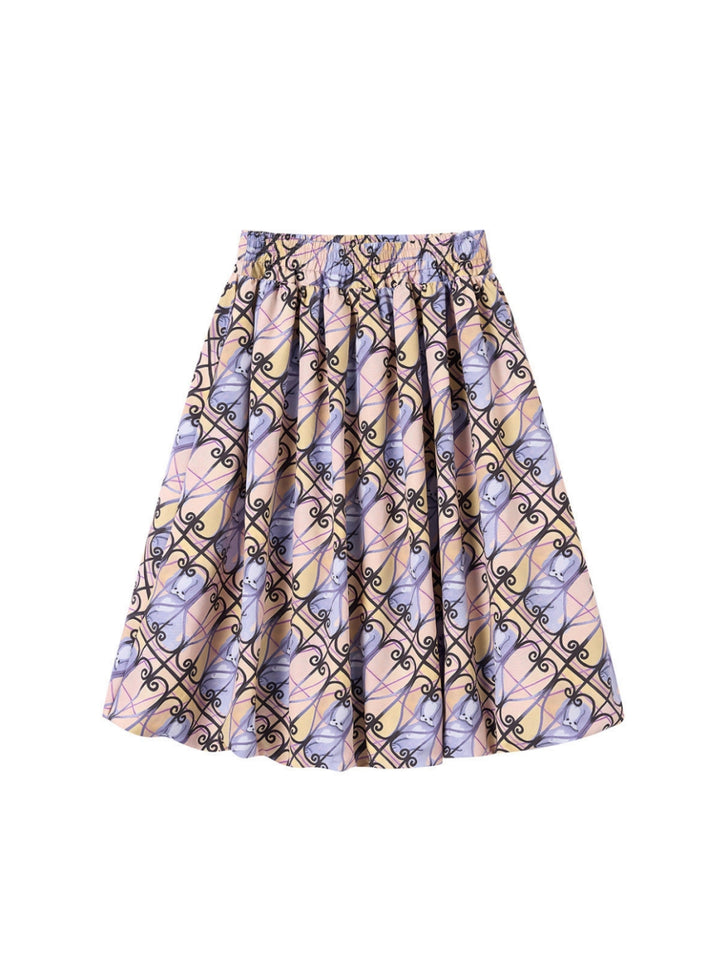 Pastel Animal Print Flare Skirt
