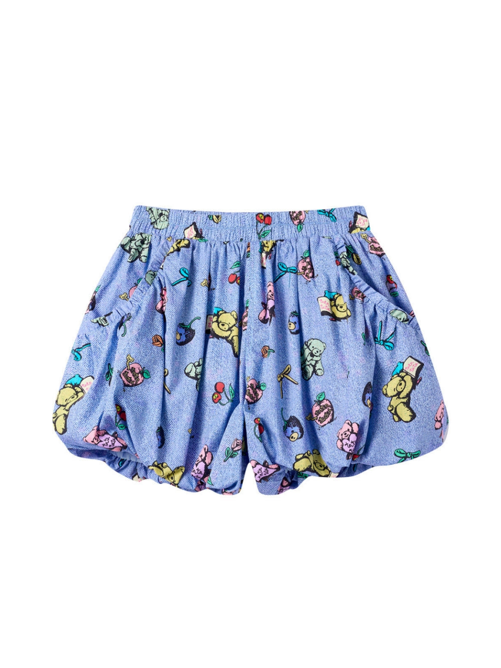 Pastel Bear Print Bubble Shorts