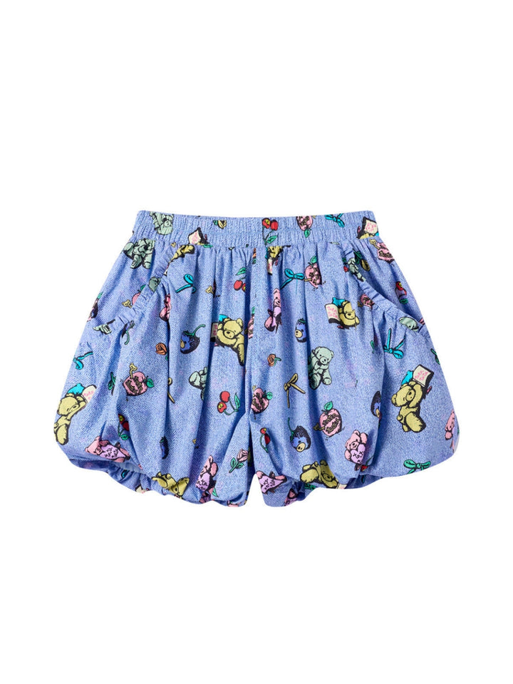 Pastel Bear Print Bubble Shorts