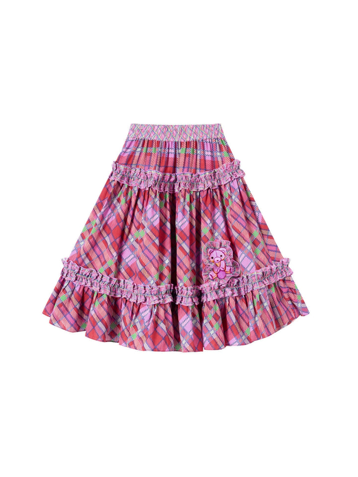 Pink Plaid Hooded Top Skirt