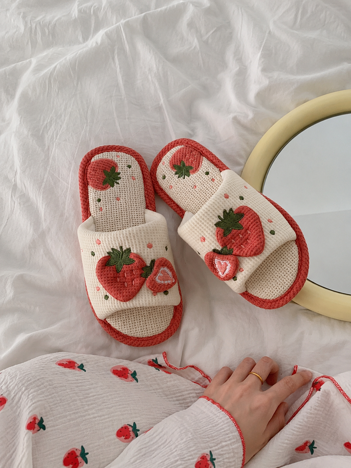 Cute Strawberry Linen Sandals