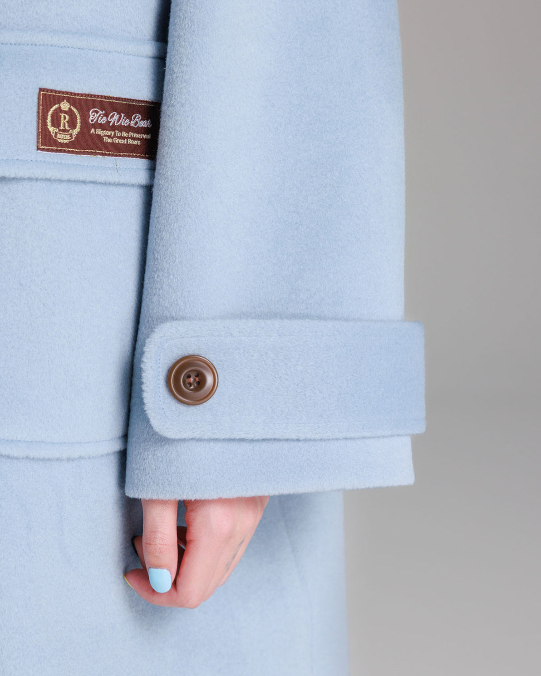 Blue College-style Toggle Coat