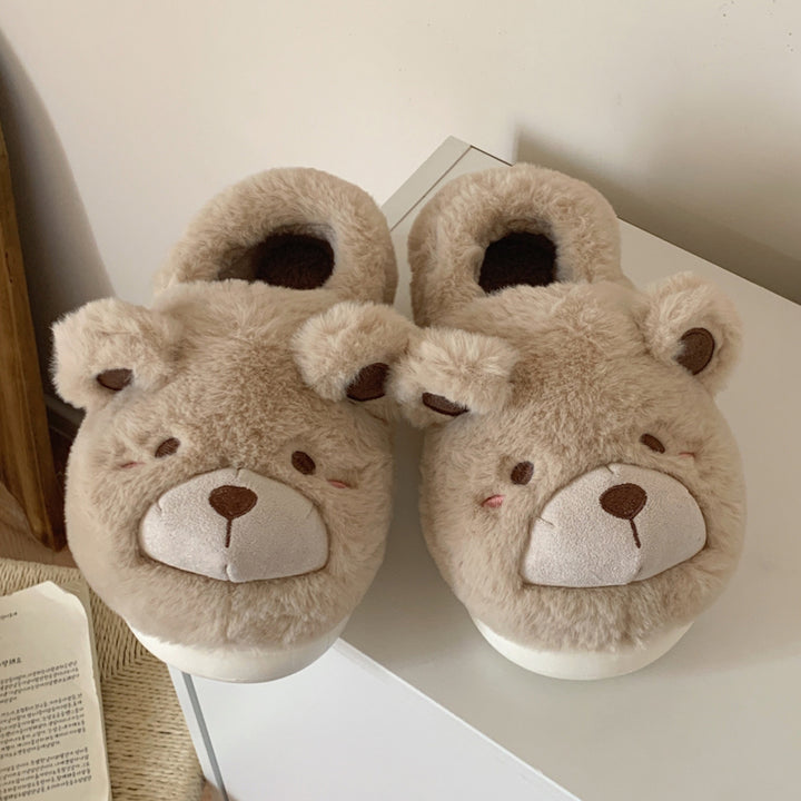 Lovely Cartoon Bear Plush Slippers