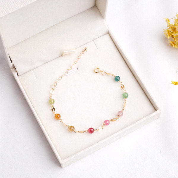 Rainbow Tourmaline Bead Bracelet