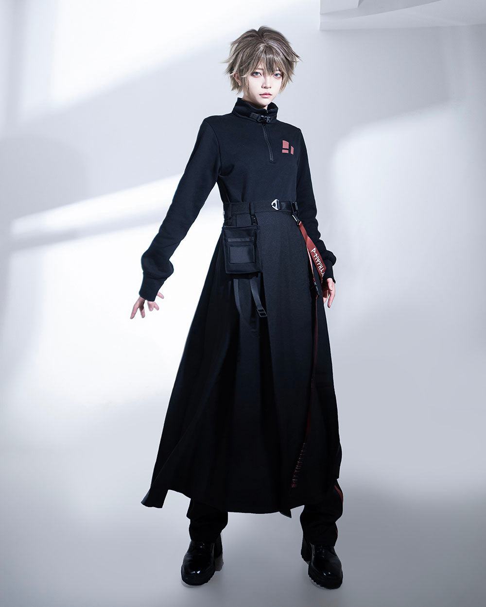 Techwear Black Stand Collar Spring/Autumn Top