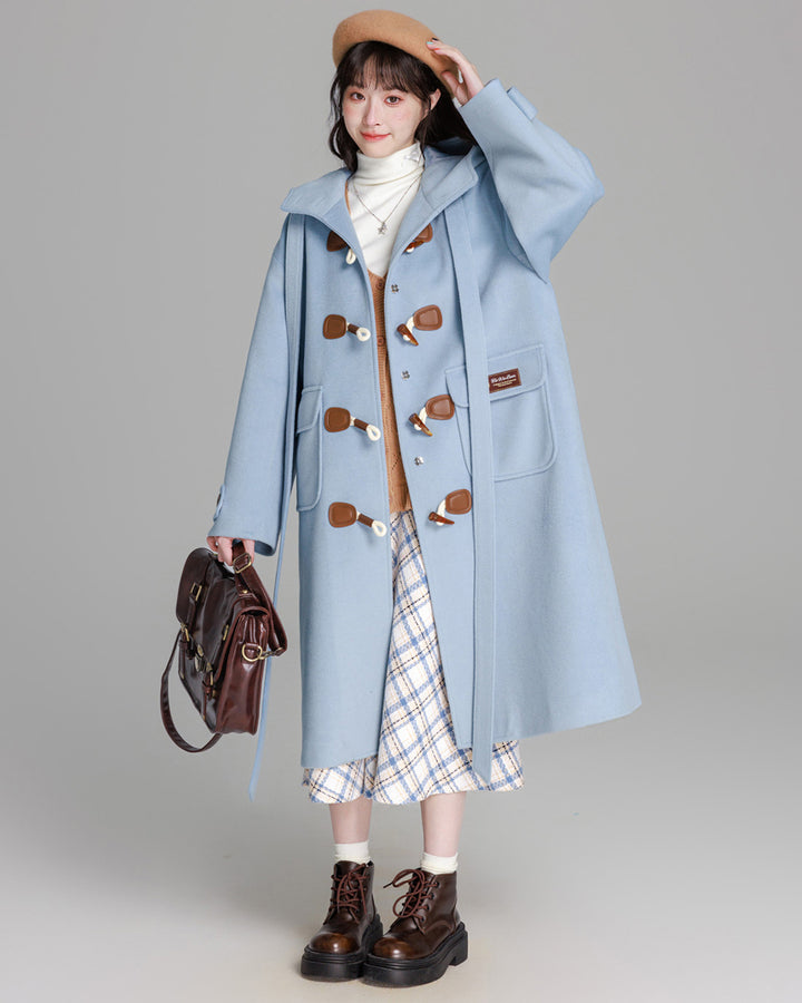 Blue College-style Toggle Coat