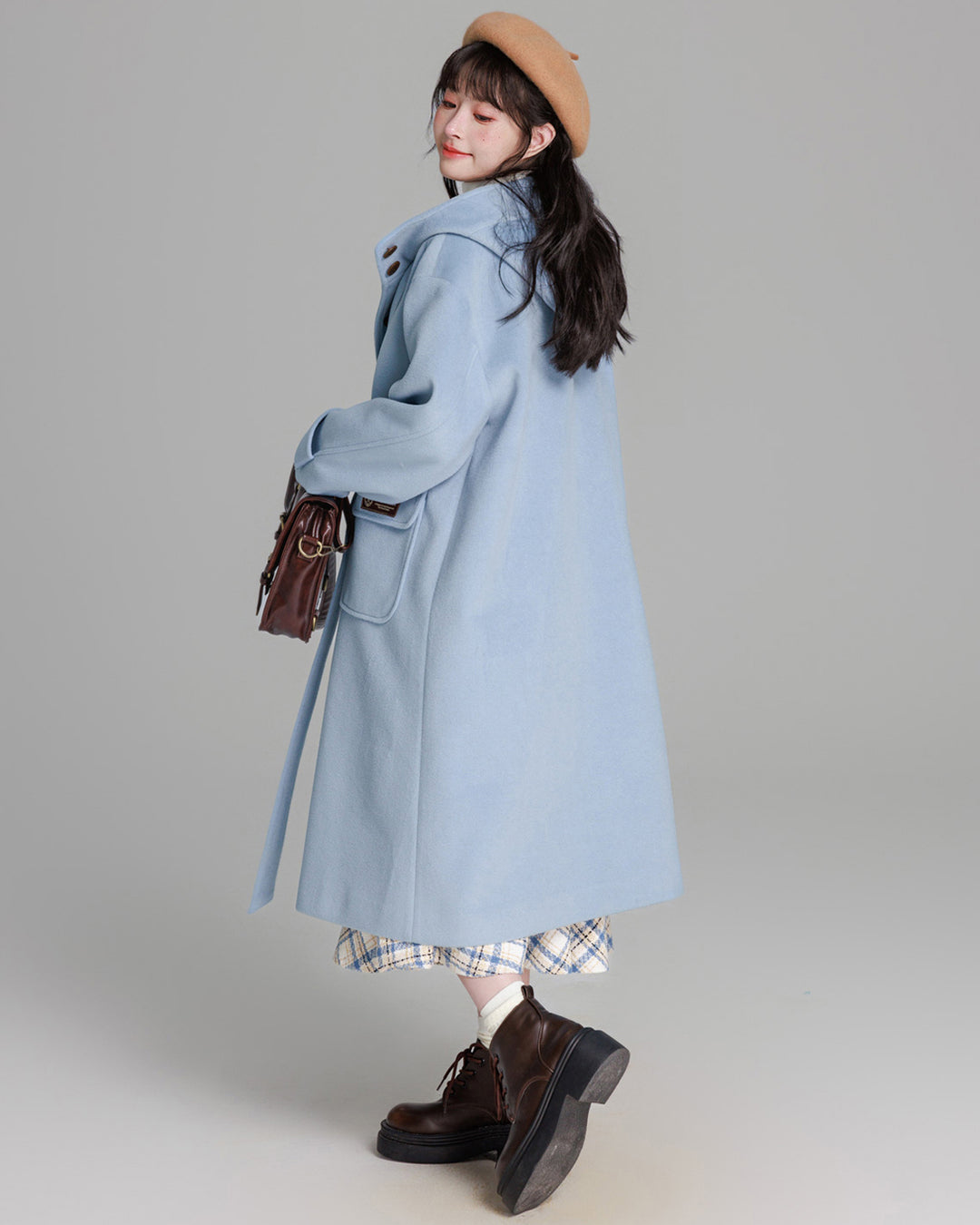 Blue College-style Toggle Coat