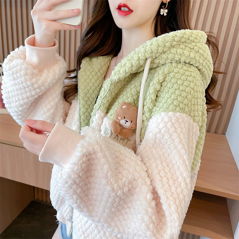 Korean-style Loose-Fit Fleece Hoodie Outerwear