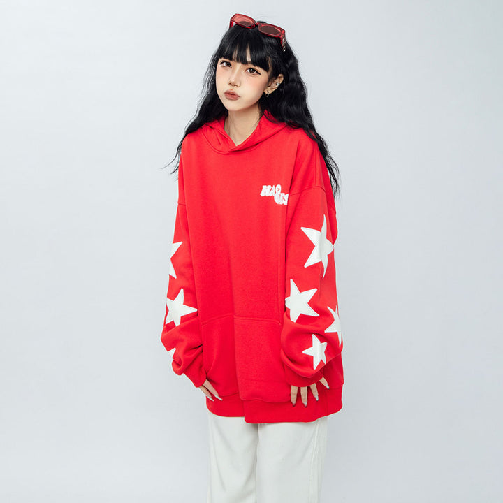 Stars Letters Print Loose Hoodie