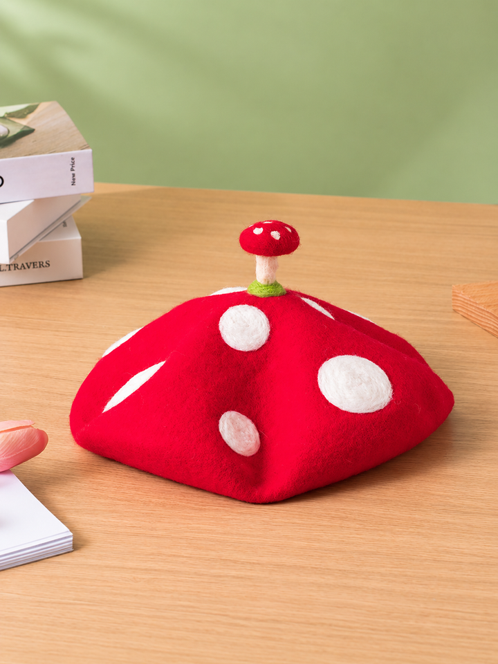 Kawaii Mushroom Handmade Beret