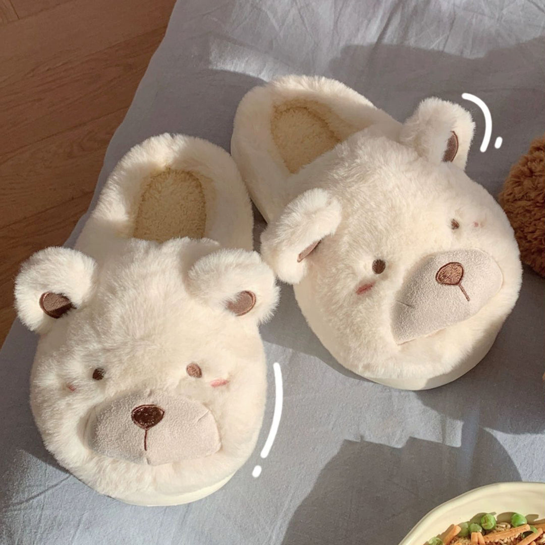 Lovely Cartoon Bear Plush Slippers