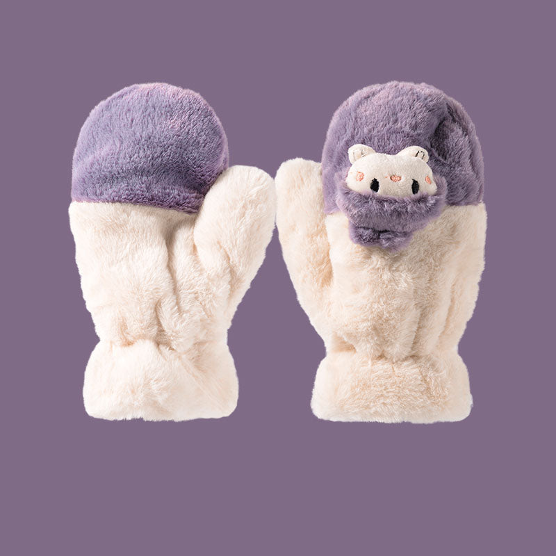 Cute Cartoon Rabbit Plush Thickened Gloves