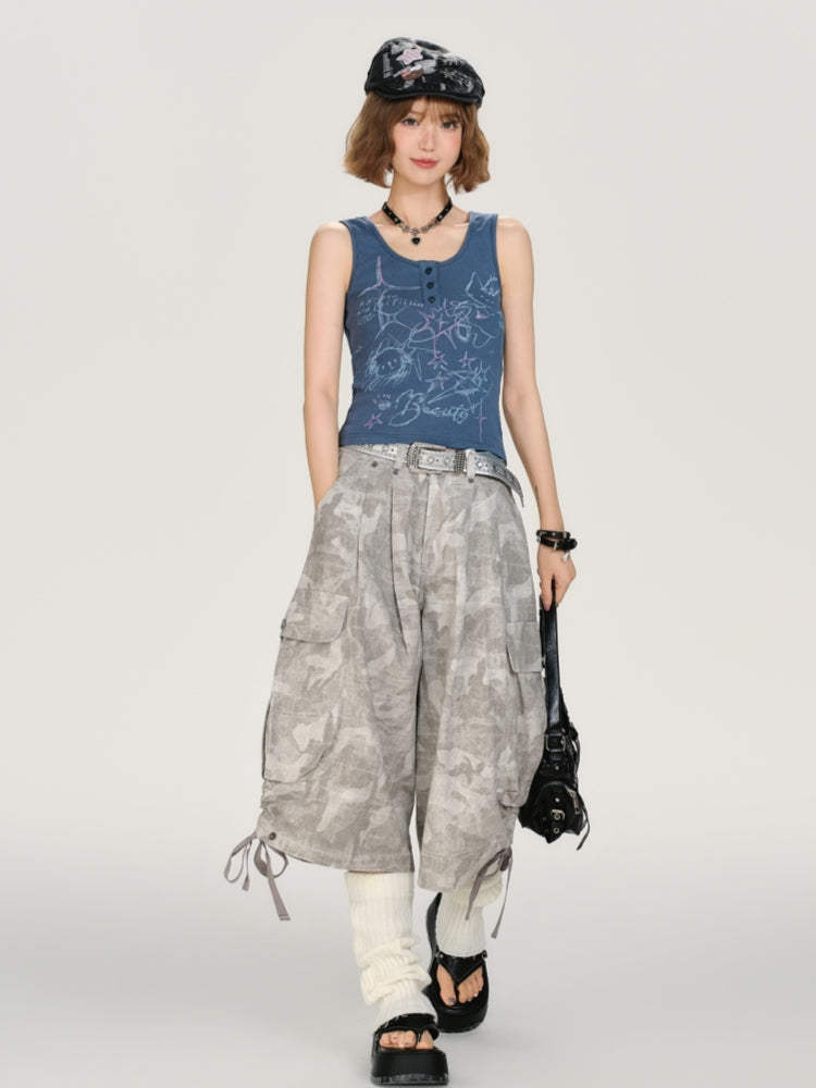 Adorable Cartoon Doodle Casual Summer Top