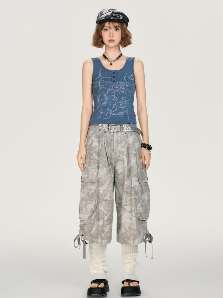 Adorable Cartoon Doodle Casual Summer Top