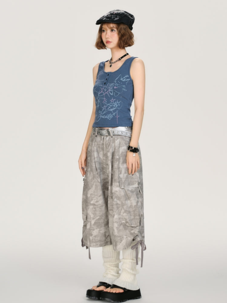 Adorable Cartoon Doodle Casual Summer Top