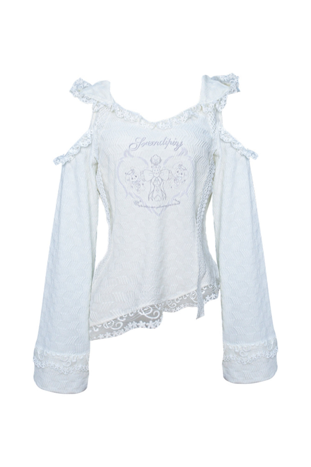 Angel Island White Lace Hooded Top and Tiered Skirt