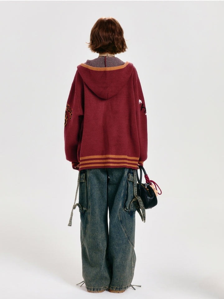 Animal Pattern Jacquard Knit Cardigan