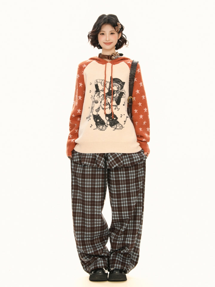 Anime Portrait Color Block Hoodie