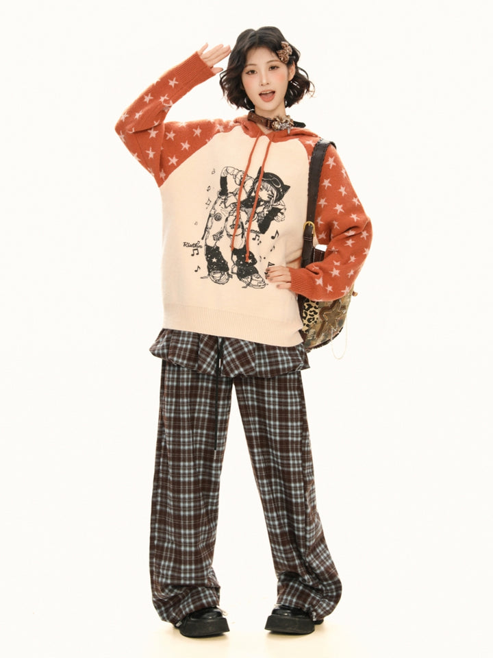 Anime Portrait Color Block Hoodie