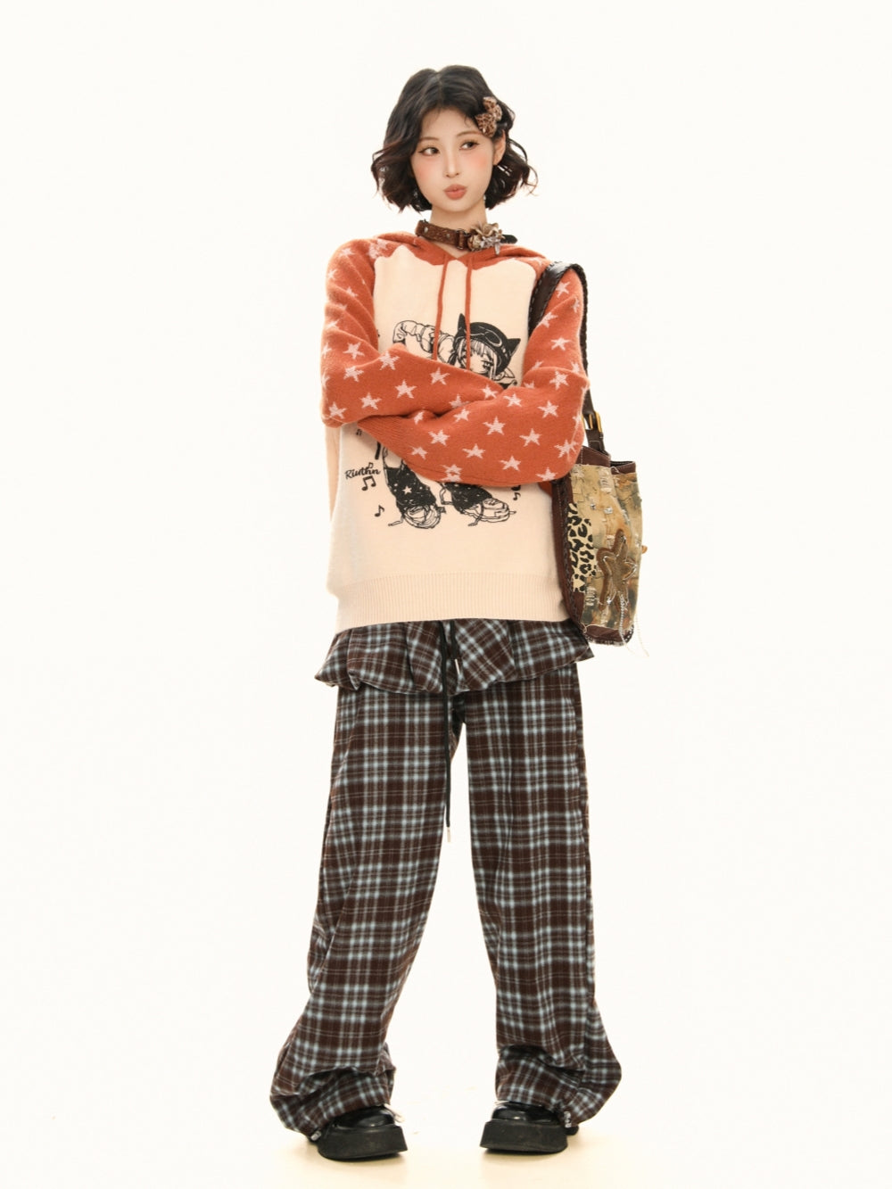 Anime Portrait Color Block Hoodie