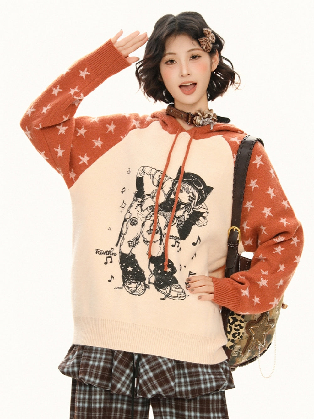 Anime Portrait Color Block Hoodie