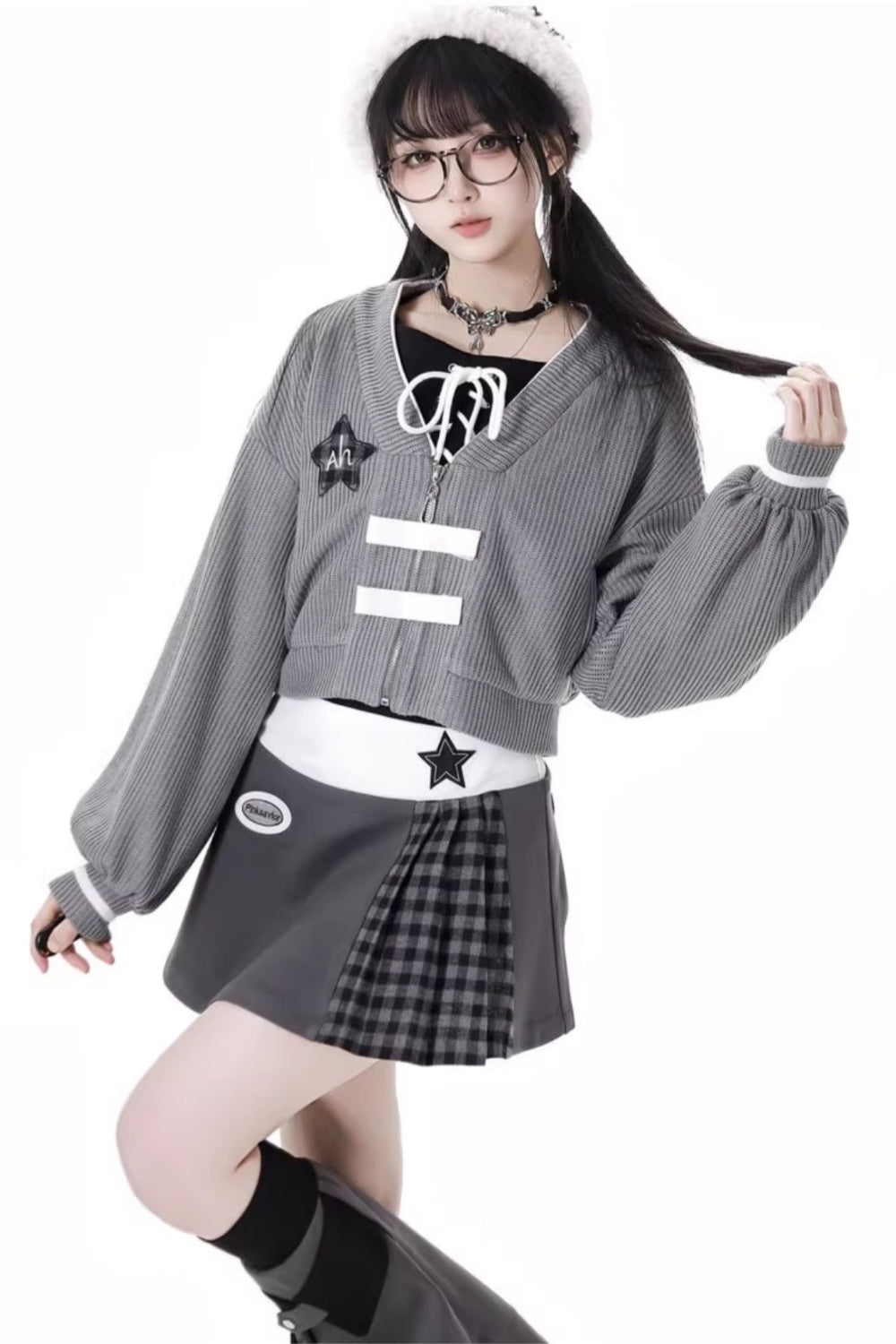 Antarctic Star Gray Knit Cardigan /Top / Skirt