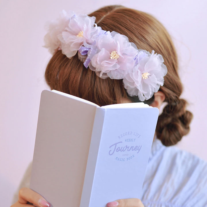 Artificial silk flower bow fairy headband