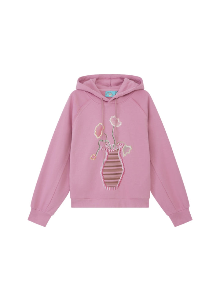 Artistic Floral Vase Print Hoodie