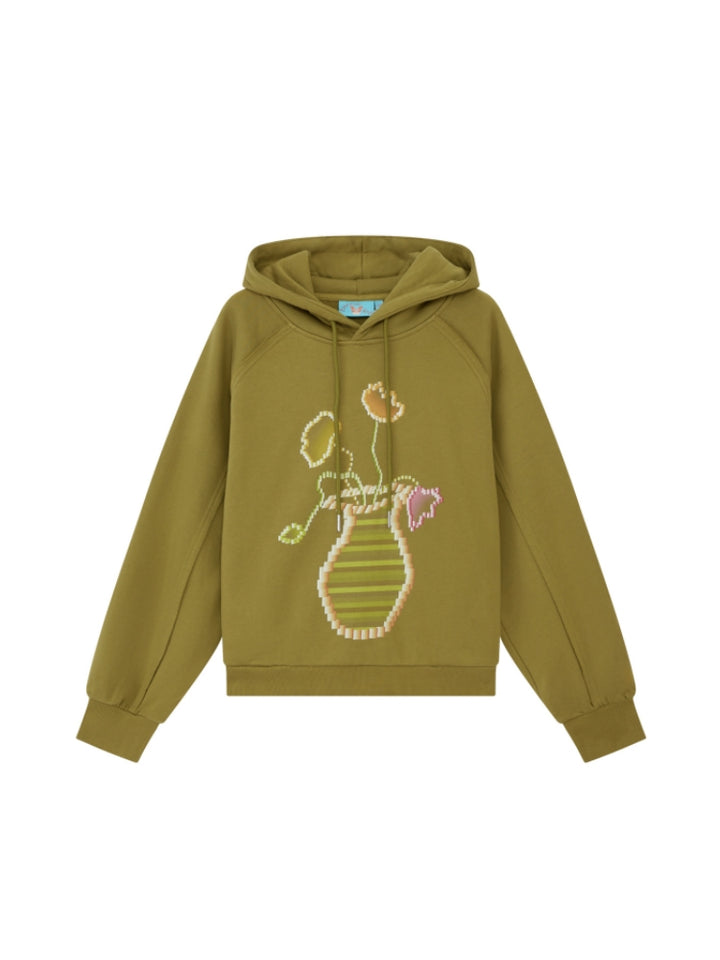 Artistic Floral Vase Print Hoodie