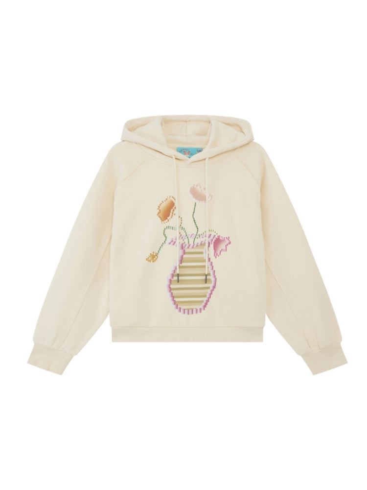 Artistic Floral Vase Print Hoodie