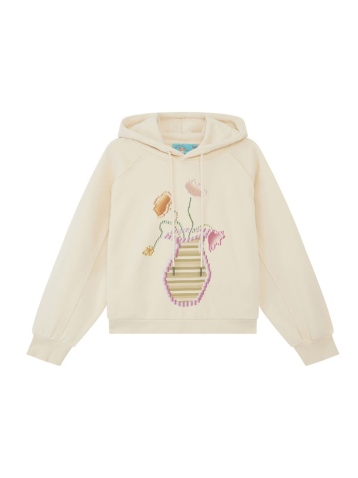 Artistic Floral Vase Print Hoodie