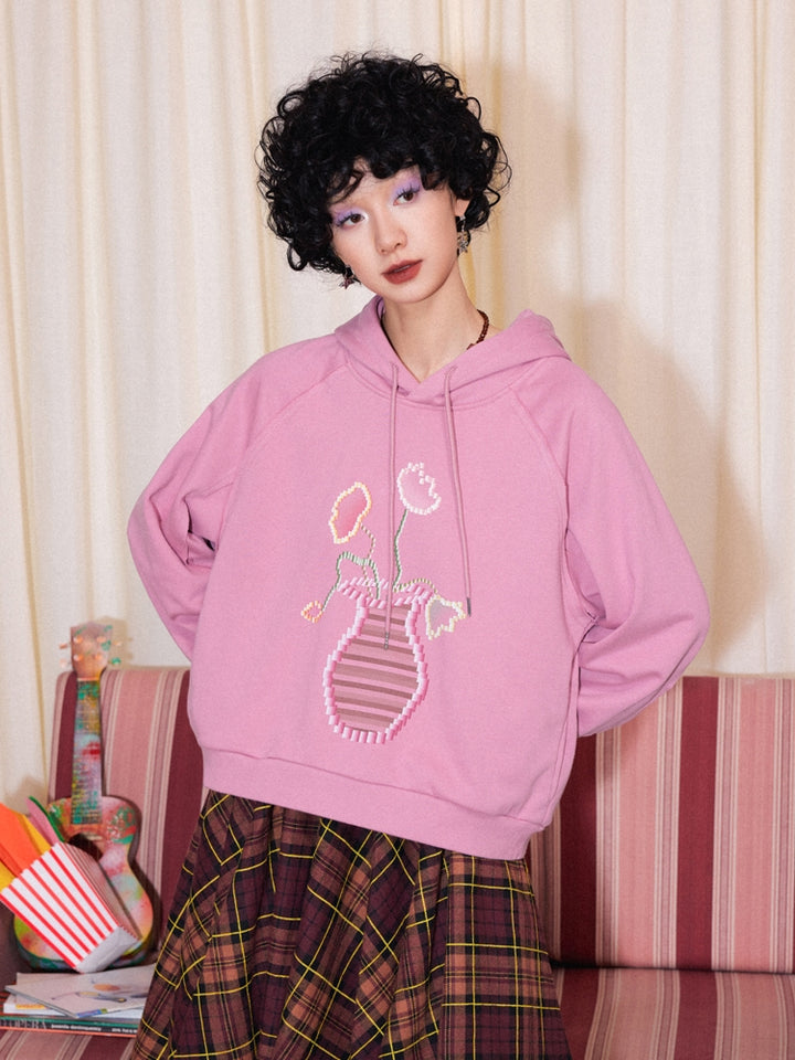 Artistic Floral Vase Print Hoodie