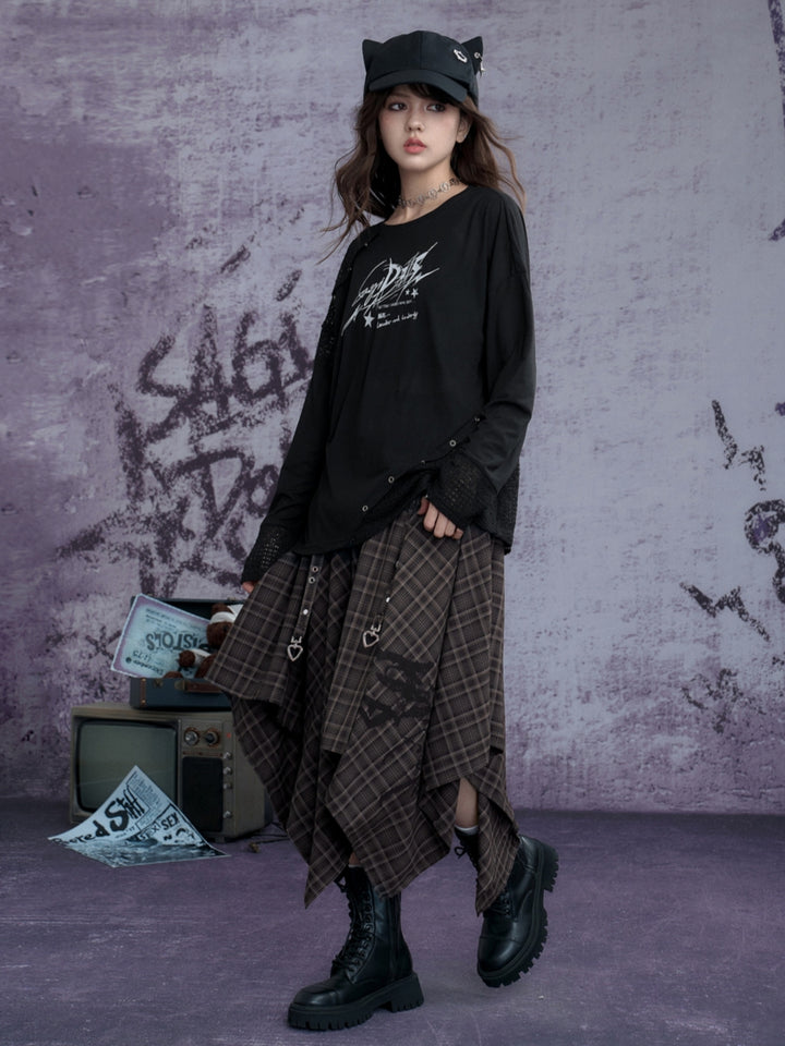 Asymmetric Hem Streetwear Long Skirt