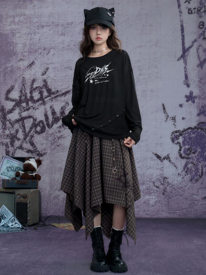 Asymmetric Hem Streetwear Long Skirt