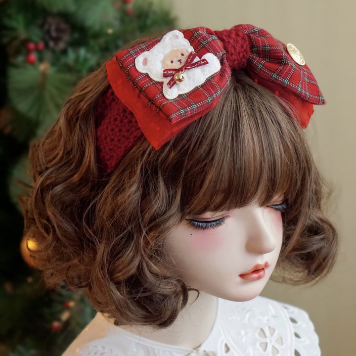 Bear Christmas Bow Headband